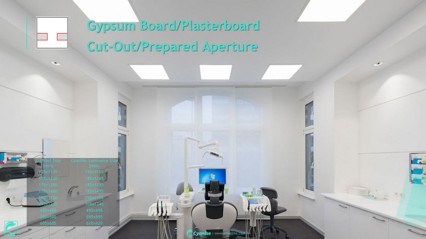 Cyanlite Recessed Frame LED panel light for gypsum board ceiling